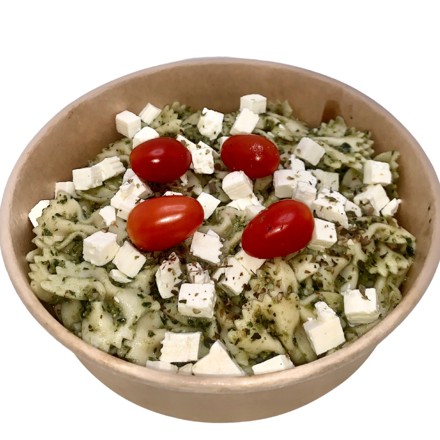 Pasta Fusilli con Pesto y Feta